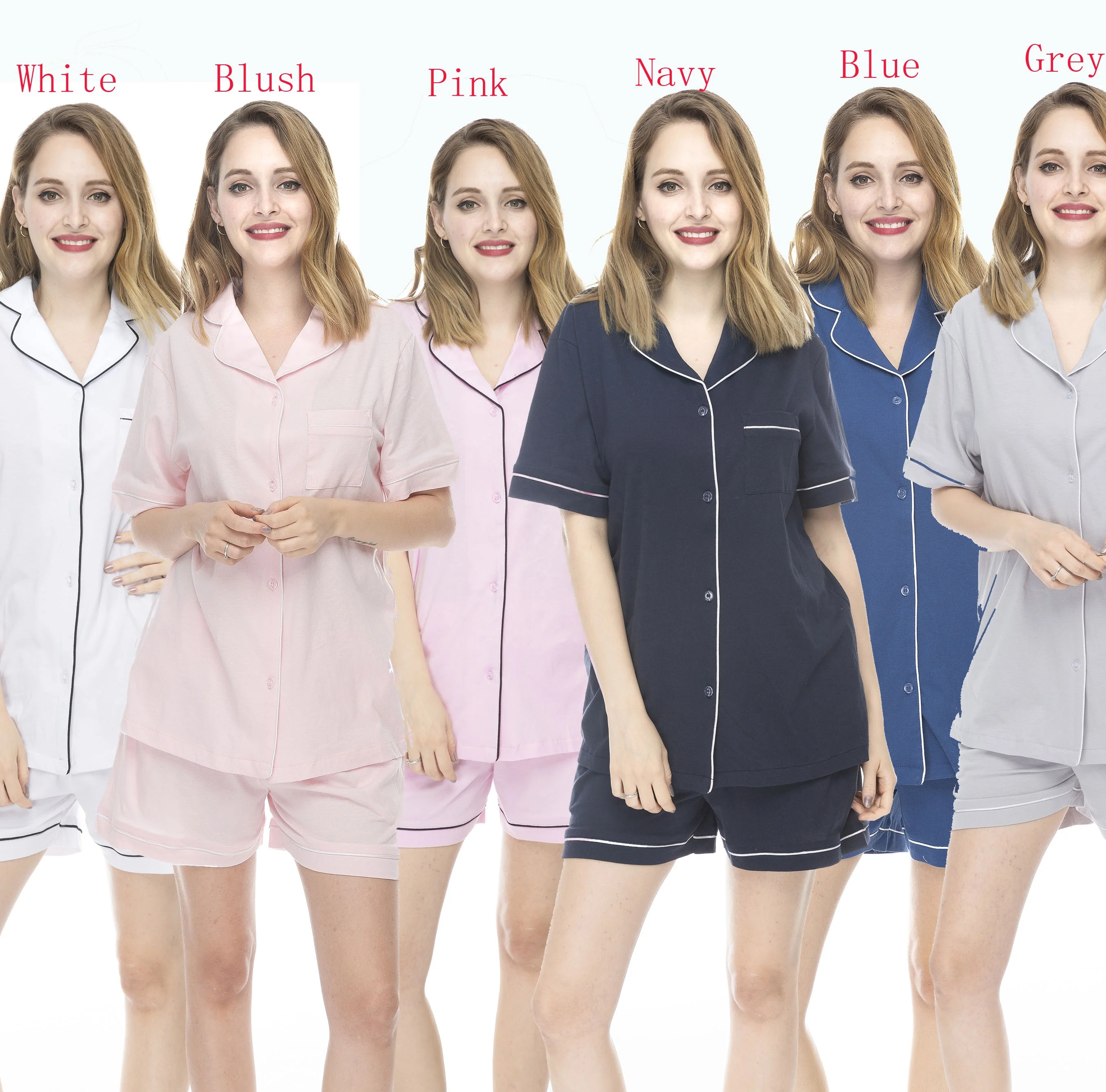 100% cotton pajamas set short sleeve sleepwear pyjama women pajama sets in stock
100% cotton pajamas set short sleeve sleepwear pyjama women pajama sets in stock