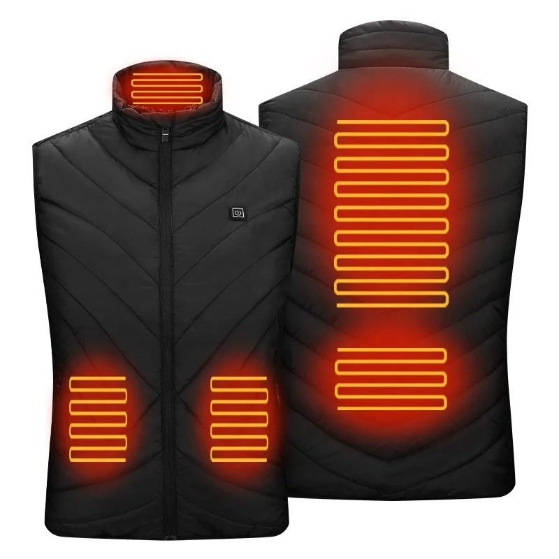 

4 Zones Upgraded USB Electric Heated Lightweight Rechargeable Heating Sleeveless Coat Down Puffer Vest Quilted Jacket Men Casual, Black/navy/red, or custom colors