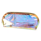 Laser holographic makeup bag rainbow transparent travel toiletry bags clear pvc iridescent cosmetic bag