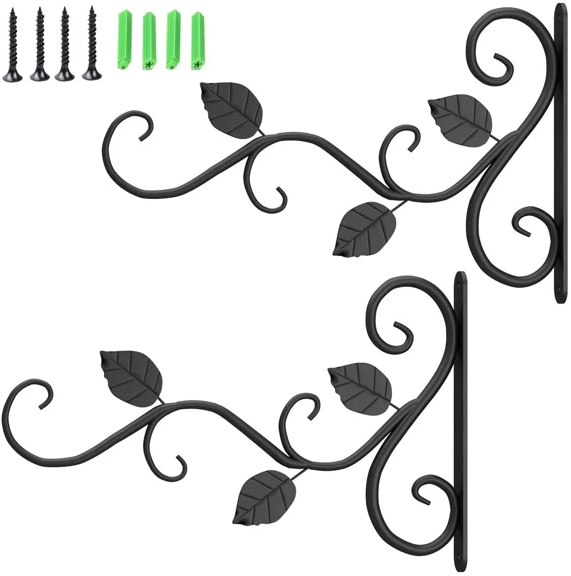 Metal wall mounted hooks leaf design outdoor wall hanging basket hook bracket wall mounted metal plant hook bracket, Matte black
Metal wall mounted hooks leaf design outdoor wall hanging basket hook bracket wall mounted metal plant hook bracket, Matte black