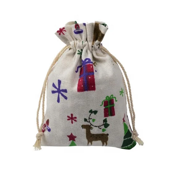 promotional full printing cotton drawstring gift tote bag