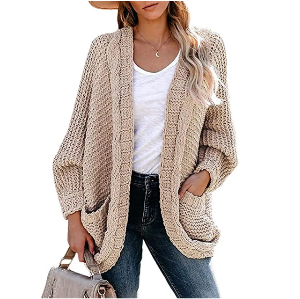 wholesale Large size button rope thick needle cardigan female big pockets solid color knit sweater women
wholesale Large size button rope thick needle cardigan female big pockets solid color knit sweater women