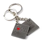 Custom die cast antique silver metal square love letter never fails custom logo keychain