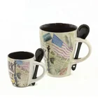 wholesale painted ceramic coffee mugs with spoon