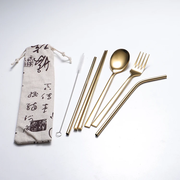Portable Flatware Set Reusable Fork Chopsticks Spoon Juice Straw Cleaning Brush Durable Travel Cutlery Set, Silver , gold , rose gold , rainbow , black , blue , purple
Portable Flatware Set Reusable Fork Chopsticks Spoon Juice Straw Cleaning Brush Durable Travel Cutlery Set, Silver , gold , rose gold , rainbow , black , blue , purple