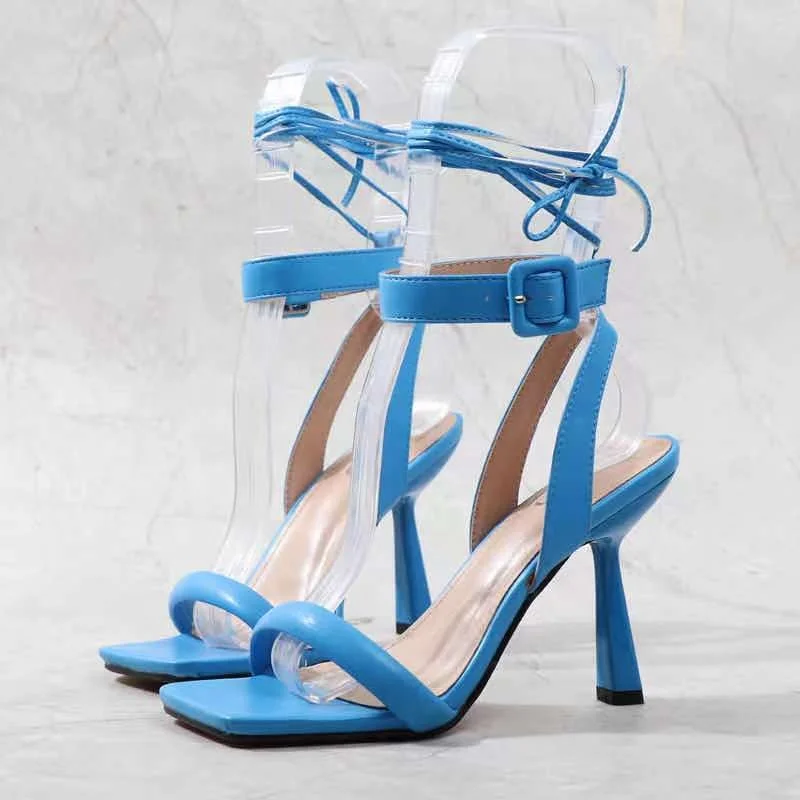 Special Design Women Summer Sandals Open Square Toe High Thin Heels Ankle trap Lace Up Pure Color Shoes Elegant Trend Shoes, Black white khaki blue
Special Design Women Summer Sandals Open Square Toe High Thin Heels Ankle trap Lace Up Pure Color Shoes Elegant Trend Shoes, Black white khaki blue
