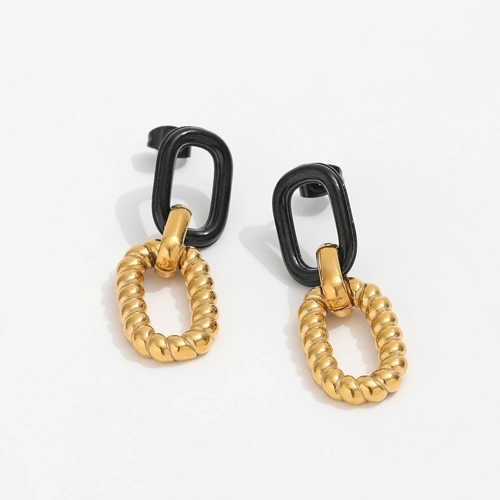 New Arrival Black Rectangle Black Rope Chain Mixed Statement Stainless Steel Dangle Earring
New Arrival Black Rectangle Black Rope Chain Mixed Statement Stainless Steel Dangle Earring