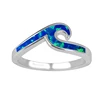 Opal Jewelry 925 sterling silver Hawaiian ocean wave shape white synthetic opal ring