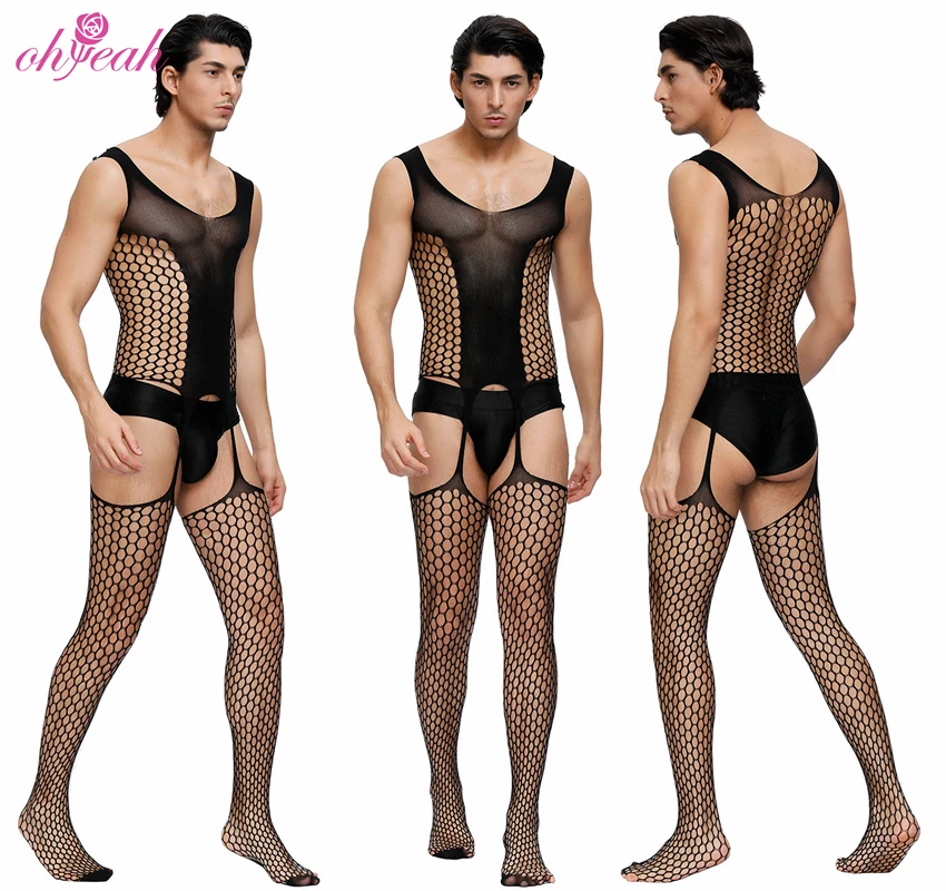 Wholesale in stock mesh sexy transparent nylon bodystocking for men
Wholesale in stock mesh sexy transparent nylon bodystocking for men