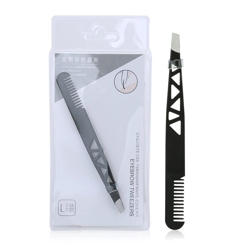 OEM Beauty Makeup Tool Eyebrow Tweezers Black Stainless Steel Eyebrow Clip with Comb A228, Black or customized
OEM Beauty Makeup Tool Eyebrow Tweezers Black Stainless Steel Eyebrow Clip with Comb A228, Black or customized