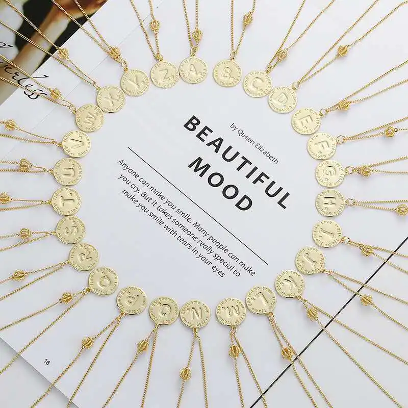 South Korea S925 sterling silver letter necklace female gold 26 letter round brand collarbone chain
South Korea S925 sterling silver letter necklace female gold 26 letter round brand collarbone chain