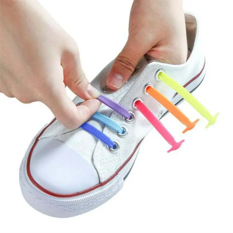 

16pcs/lot Creative Women Shoelaces Elastic Silicone Shoelaces For Adults/Kids Shoes Creative Shoelace No Tie Shoe Laces