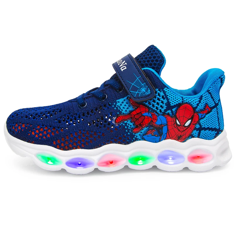 New style children's shoes flying web spiderman light shoes 2019, Blue red black/orange
New style children's shoes flying web spiderman light shoes 2019, Blue red black/orange