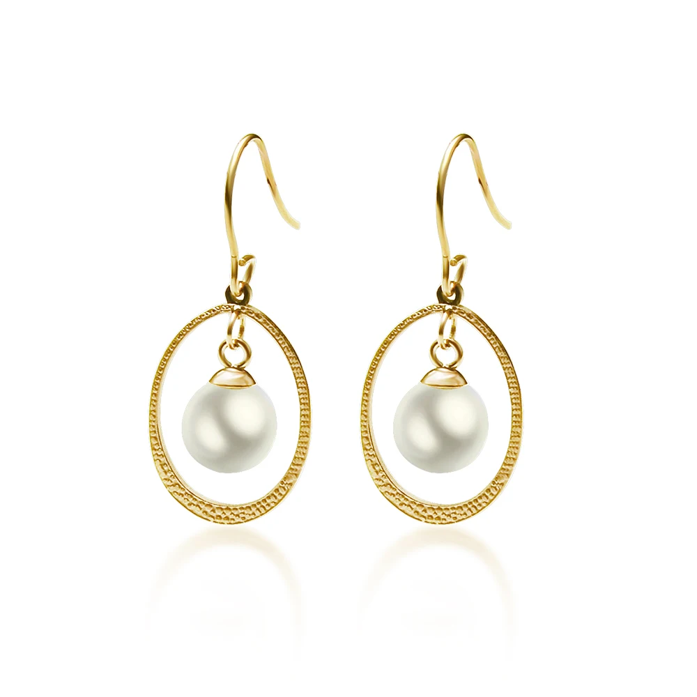 Titanium Steel 18K Gold Jewelry Geometric Oval with Pearl Drop Earrings, Picture shows
Titanium Steel 18K Gold Jewelry Geometric Oval with Pearl Drop Earrings, Picture shows