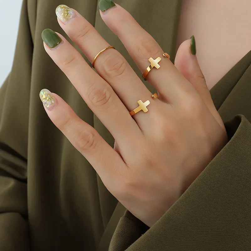 New Engagement Wedding Couple Rings Gold Silver Color Supernatural Cross Women's Ring Adjustable Cross Stainless Steel Ring
New Engagement Wedding Couple Rings Gold Silver Color Supernatural Cross Women's Ring Adjustable Cross Stainless Steel Ring