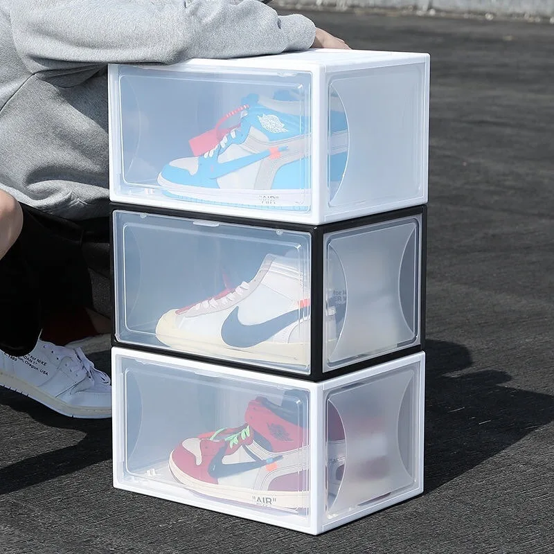 Sneakers organizer sneaker box shoe organizer magnetic clear shoe box side open plastic shoe storage boxes clear stackable, White, black
Sneakers organizer sneaker box shoe organizer magnetic clear shoe box side open plastic shoe storage boxes clear stackable, White, black