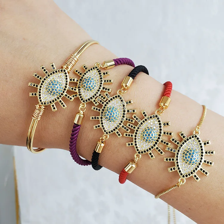 BC1308 Chic Zircon CZ Paved Blue Evil Eyes Lucky String Protection Bracelets for Women Ladies, Silver/gold/rose gold/gunmetal
BC1308 Chic Zircon CZ Paved Blue Evil Eyes Lucky String Protection Bracelets for Women Ladies, Silver/gold/rose gold/gunmetal