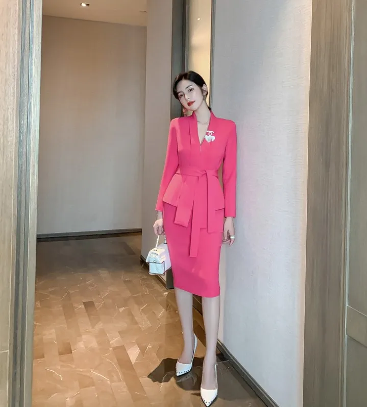 Autumn Lady Long Sleeves Formal Office Elegant Dress Two Piece Set Women Clothing, Pink
Autumn Lady Long Sleeves Formal Office Elegant Dress Two Piece Set Women Clothing, Pink