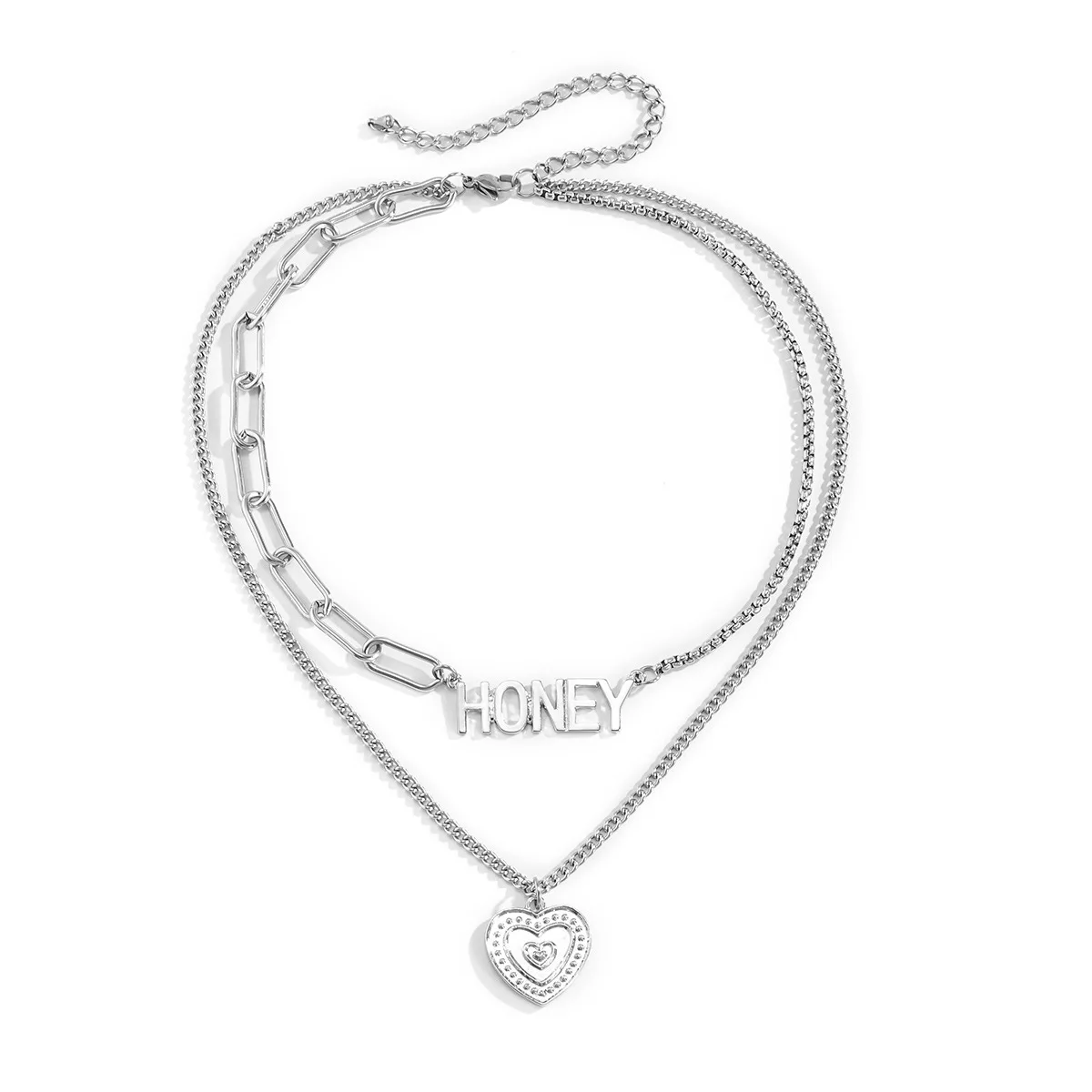 Stainless Steel Chain Statement Necklace Women Silver Heart Multilayer Necklaces Pendant Fashion Jewelry
Stainless Steel Chain Statement Necklace Women Silver Heart Multilayer Necklaces Pendant Fashion Jewelry