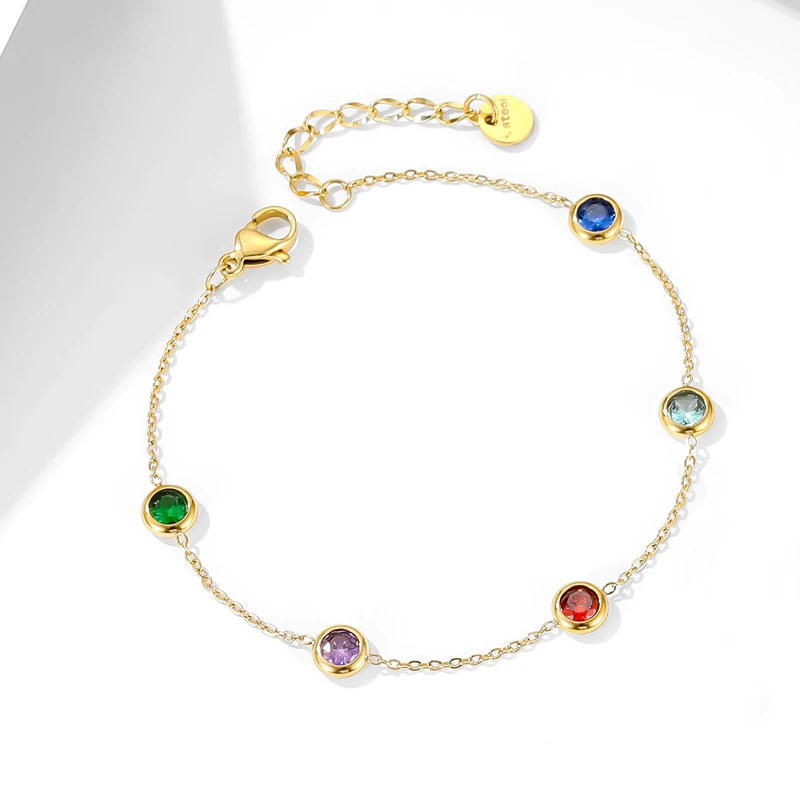 Exquisite Fashion Jewelry Stainless Steel Charm Pulseras Gold Link Chain Colorful Zircon Bracelet
Exquisite Fashion Jewelry Stainless Steel Charm Pulseras Gold Link Chain Colorful Zircon Bracelet