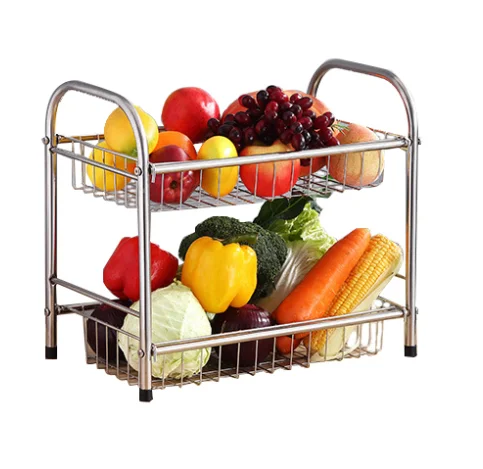 Wholesale high quality stainless steel double-layer fruit and vegetable rack, Silver
Wholesale high quality stainless steel double-layer fruit and vegetable rack, Silver