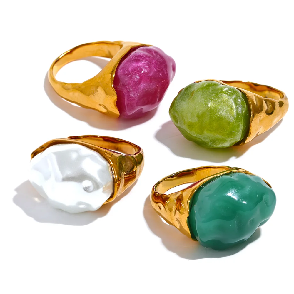 JINYOU 1630 New Multi-Color Resin Stainless Steel Geometric Wide Statement Ring Gold Silver Exquisite Fashion Jewelry Party Gift
JINYOU 1630 New Multi-Color Resin Stainless Steel Geometric Wide Statement Ring Gold Silver Exquisite Fashion Jewelry Party Gift