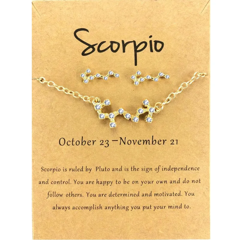 2 Pcs Zodiac Jewelry Set w/ Paper Card Stud Earrings & Bracelets 12 Zodiac Signs Gold Fashion Diamond Cuff Bangle For Women, Gold & silver
2 Pcs Zodiac Jewelry Set w/ Paper Card Stud Earrings & Bracelets 12 Zodiac Signs Gold Fashion Diamond Cuff Bangle For Women, Gold & silver