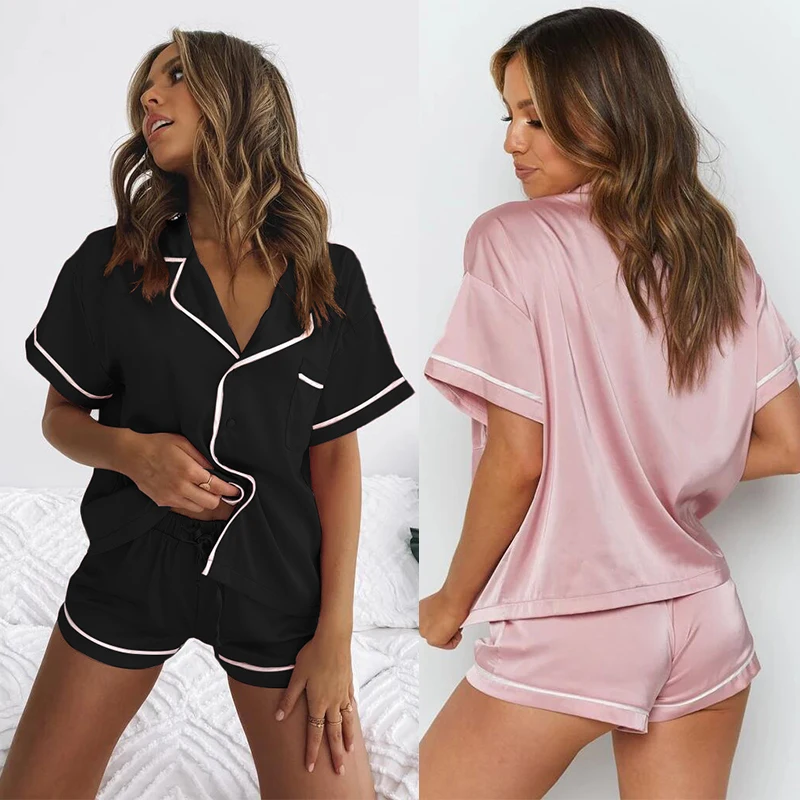 2021 new arrivals Short Short Sleeve, shorts, deep V-neck sexy casual home suit European and American summer Women suit
2021 new arrivals Short Short Sleeve, shorts, deep V-neck sexy casual home suit European and American summer Women suit