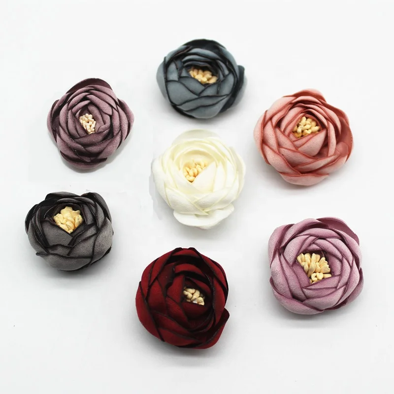 ผ้าทำด้วยมือ Rose ดอกไม้อุปกรณ์เสริม Multicolor DIY ดอกไม้สำหรับเสื้อผ้า