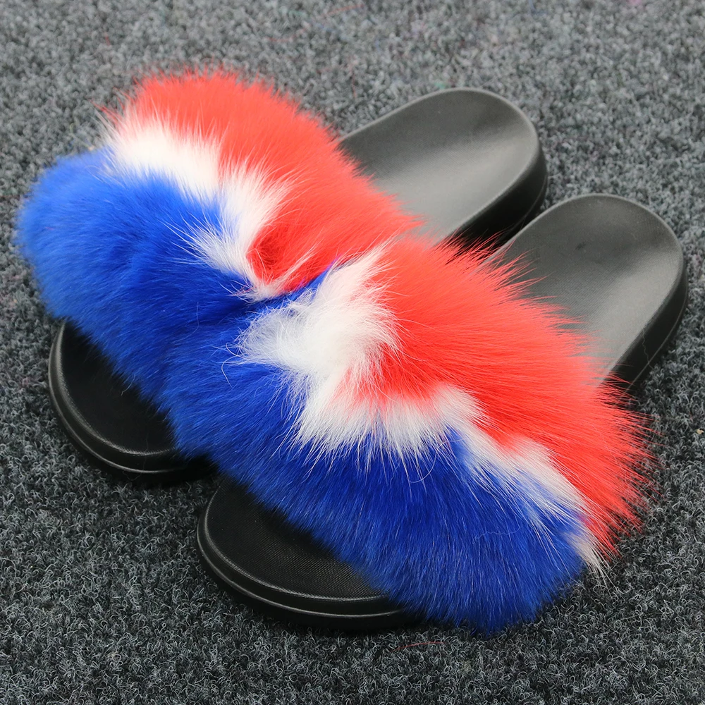 Women Fluffy Real Fox Fur Slides Plush Indoor Slipper Fashion Rainbow Flip Flops Ladies Shoes
Women Fluffy Real Fox Fur Slides Plush Indoor Slipper Fashion Rainbow Flip Flops Ladies Shoes