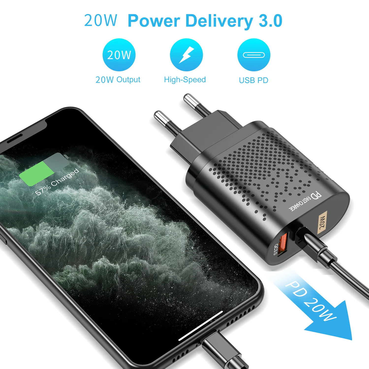 20W PD Dual USB type c Quick Charger Adapter For iPhone 12 Pro Max XR X Xs Fast Charging EU US UK Plug Travel PD charger port, Black white
20W PD Dual USB type c Quick Charger Adapter For iPhone 12 Pro Max XR X Xs Fast Charging EU US UK Plug Travel PD charger port, Black white