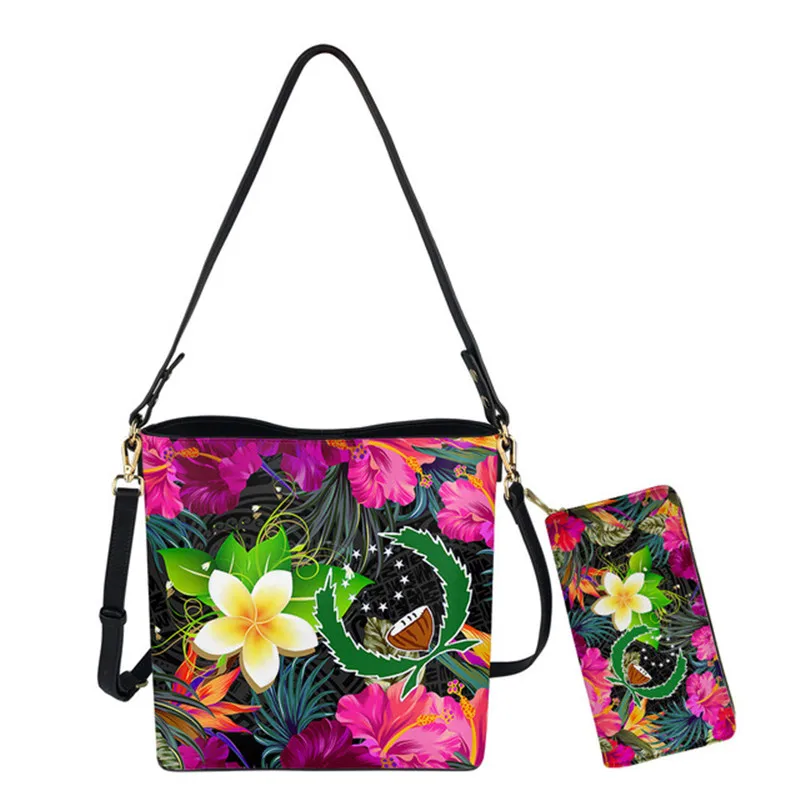 Colorful Pohnpei Polynesian Tribal Bucket Shape Woman Bags Large Pu Leather Female Ladies Leather Purse and Handbags Set 
Colorful Pohnpei Polynesian Tribal Bucket Shape Woman Bags Large Pu Leather Female Ladies Leather Purse and Handbags Set