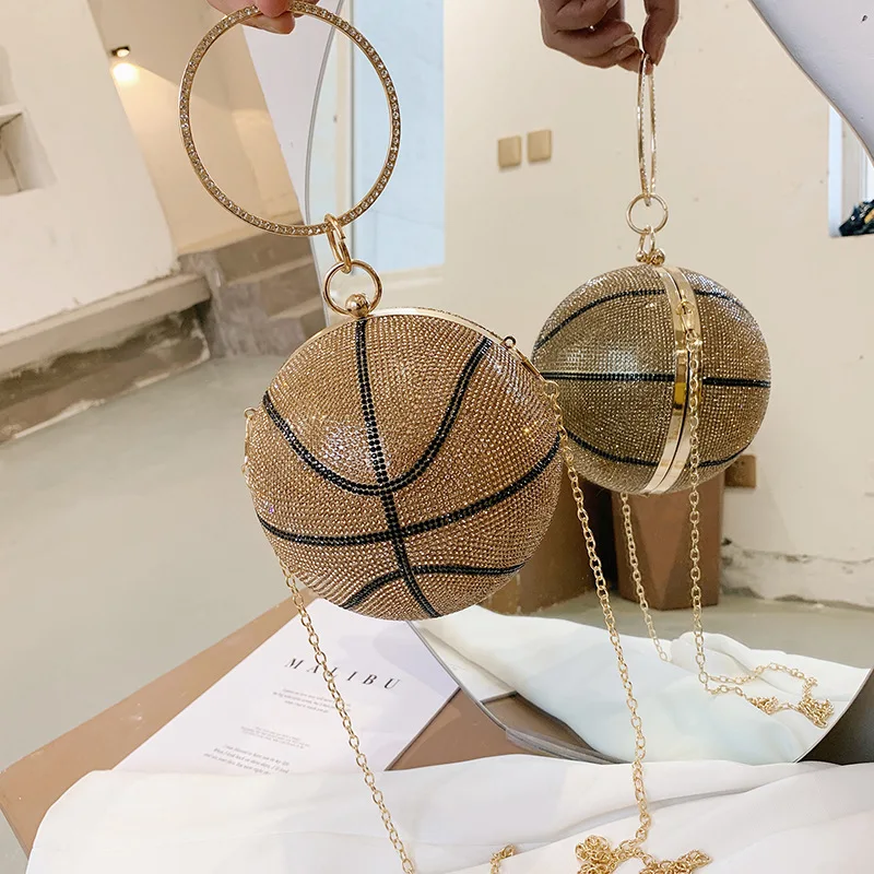 New creative diamond rhinestone purse ins fashion chain football round bag diagonal shoulder bling purse women basketball purse, Golden,silver,black,red,green,blue,black,golden
New creative diamond rhinestone purse ins fashion chain football round bag diagonal shoulder bling purse women basketball purse, Golden,silver,black,red,green,blue,black,golden