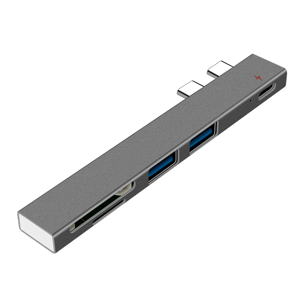 Dual usb-c connector hub 5 in 1 usb2.0 hub with card reader port pd fast charging for mac book, Grey/silver
Dual usb-c connector hub 5 in 1 usb2.0 hub with card reader port pd fast charging for mac book, Grey/silver
