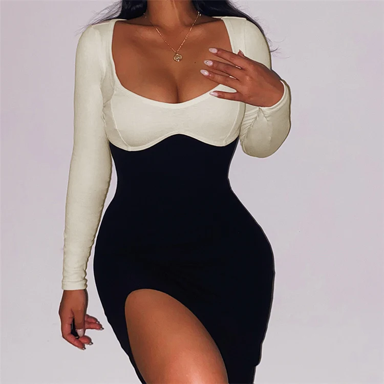 Wholesale women's clothing sexy dresses 2021 autumn casual dresses Color block dress
Wholesale women's clothing sexy dresses 2021 autumn casual dresses Color block dress