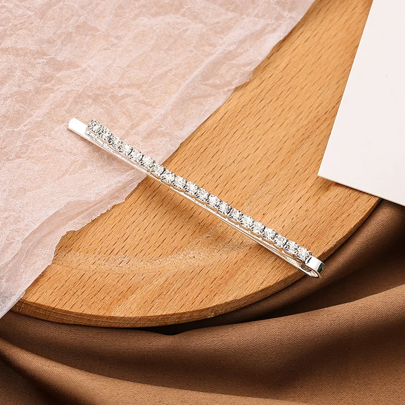 6.5cm single silver rhinestone bobby pin silver full crystal hair clip korean hair accessories for women