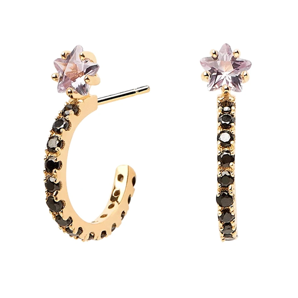 Trendy design for Women Earrings Jewelry 925 Sterling Silver Black Cubic Zircon 18k Gold Plated Hoop Earrings
Trendy design for Women Earrings Jewelry 925 Sterling Silver Black Cubic Zircon 18k Gold Plated Hoop Earrings