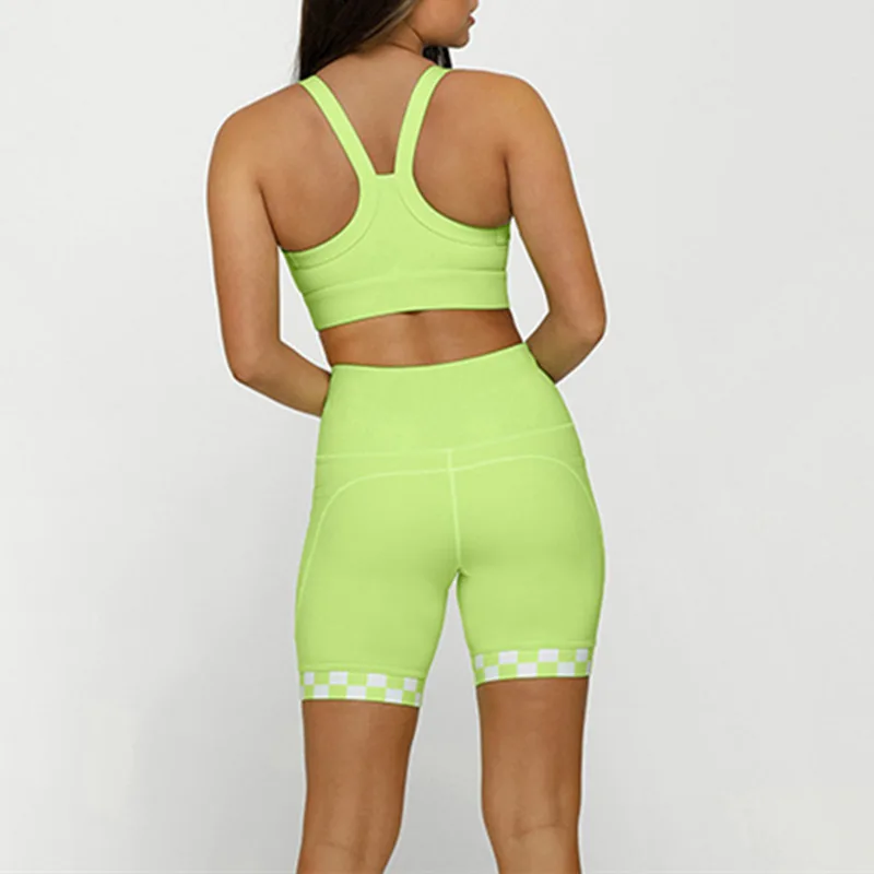Aoyema Custom Logo Yoga Sets Neon Green High Waist Biker Shorts Sports Braw 2 Piece Gym Workout Short Set for Women
Aoyema Custom Logo Yoga Sets Neon Green High Waist Biker Shorts Sports Braw 2 Piece Gym Workout Short Set for Women
