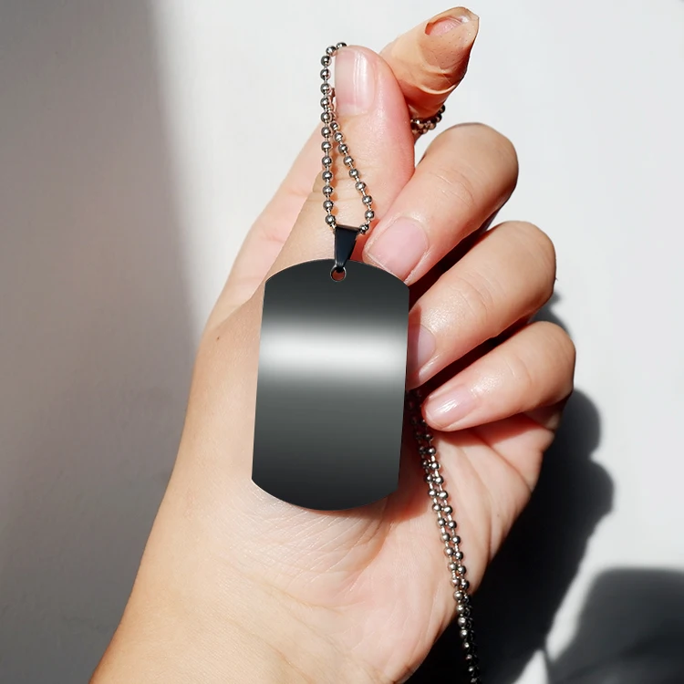 logo name laser custom stainless steel dog tags with different color for men military pendant necklace
logo name laser custom stainless steel dog tags with different color for men military pendant necklace