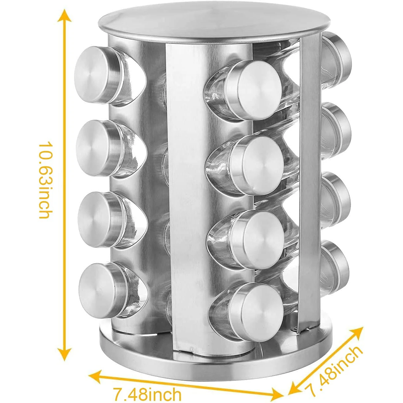 Wholesale Metal White Pantry 10 Inch Stainless Steel Round Hanging Mini Spice Rack With Storage 16 Pcs Jars, Silver
Wholesale Metal White Pantry 10 Inch Stainless Steel Round Hanging Mini Spice Rack With Storage 16 Pcs Jars, Silver