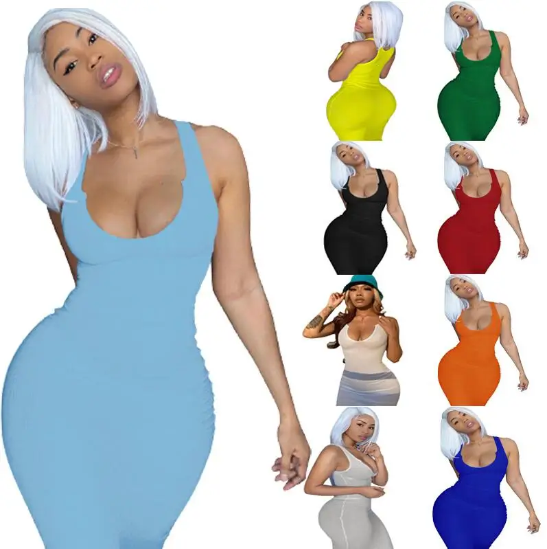 2021 Rib Knit Simple Round Neck Sleeveless Bodycon Maxi Elegant Women Solid Outfit Spring Summer Casual Party Long Dress, As picture
2021 Rib Knit Simple Round Neck Sleeveless Bodycon Maxi Elegant Women Solid Outfit Spring Summer Casual Party Long Dress, As picture