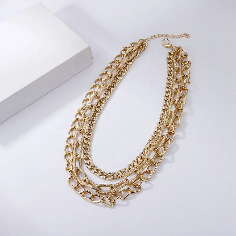 New Trendy multi layer Jewelry Gold Silver Color hollow Exaggerated Punk Necklace Women Hip Hop Simple Chain Choker Necklace
New Trendy multi layer Jewelry Gold Silver Color hollow Exaggerated Punk Necklace Women Hip Hop Simple Chain Choker Necklace
