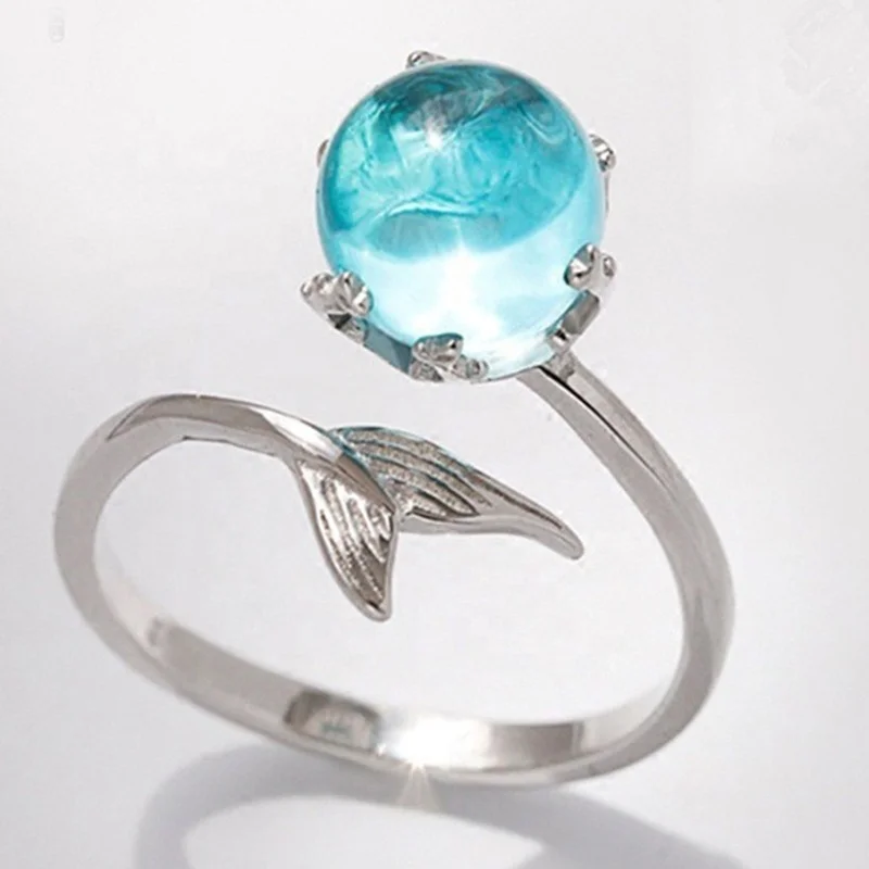 Luxury Female Blue Crystal Mermaid Ring Cute Vintage Open Wedding Rings For Women Promise Engagement Ring
Luxury Female Blue Crystal Mermaid Ring Cute Vintage Open Wedding Rings For Women Promise Engagement Ring