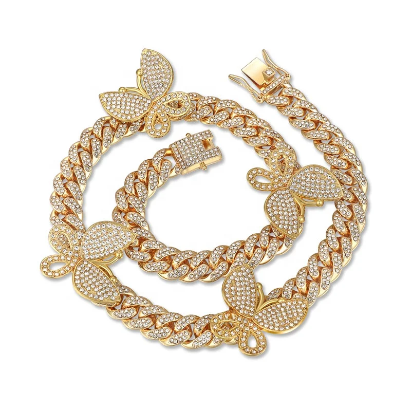 18K Gold Plated Cuban Link Chain Butterfly Necklace Bling Bling Crystal Cuban Butterfly Choker Necklace
18K Gold Plated Cuban Link Chain Butterfly Necklace Bling Bling Crystal Cuban Butterfly Choker Necklace