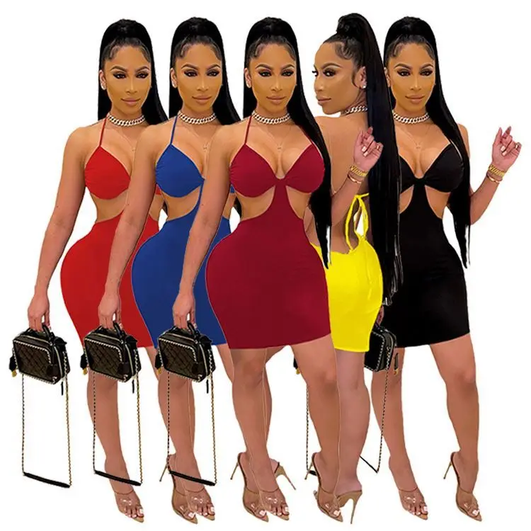 HEBE Hollow Out Halter Bodycon Dress Summer Women Lady Elegant 2021 Sexy Women Clothing Club Dress
HEBE Hollow Out Halter Bodycon Dress Summer Women Lady Elegant 2021 Sexy Women Clothing Club Dress
