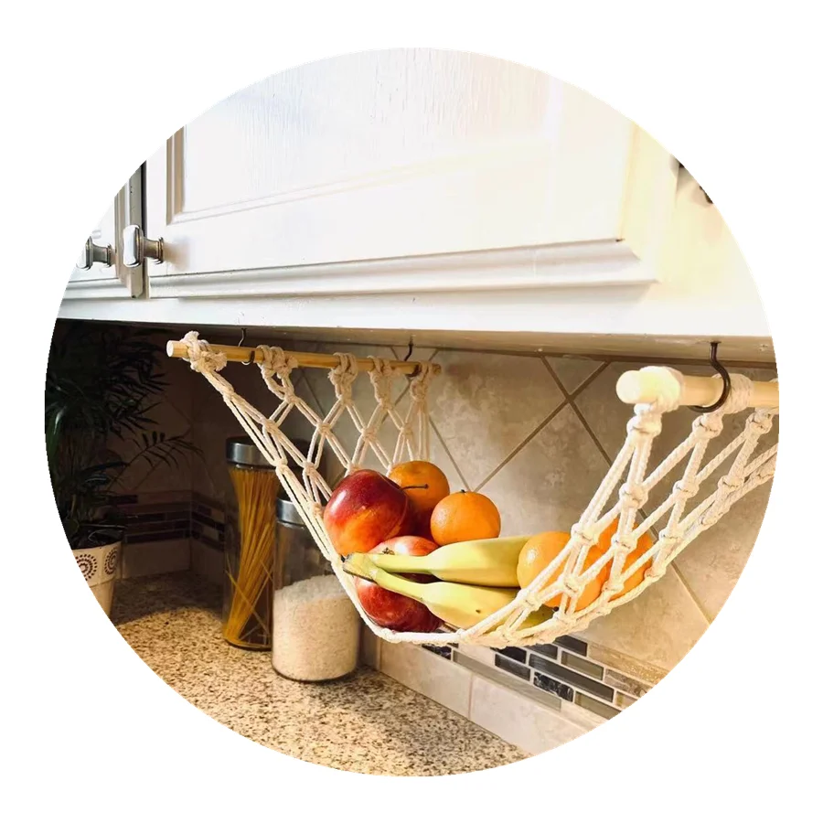 Macrame fruit hammock macrame wall hanging Under Cabinet Fruit and Veggie Hammock for toys
Macrame fruit hammock macrame wall hanging Under Cabinet Fruit and Veggie Hammock for toys