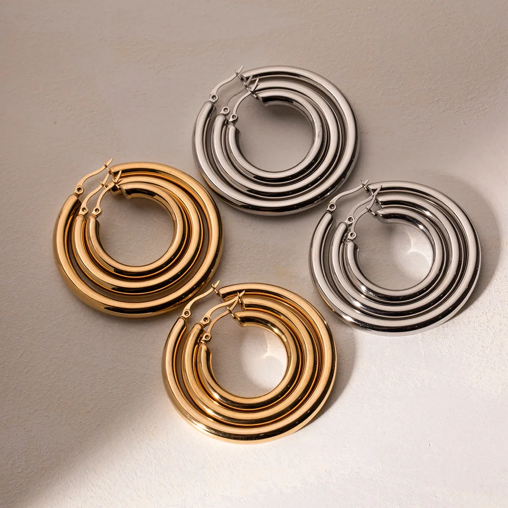 Vintage 18k Gold Plated Mini Middle Large Hoop Earrings Silver Gold Filled Non Tarnish Stainless Steel Circle Hoop Earrings
Vintage 18k Gold Plated Mini Middle Large Hoop Earrings Silver Gold Filled Non Tarnish Stainless Steel Circle Hoop Earrings