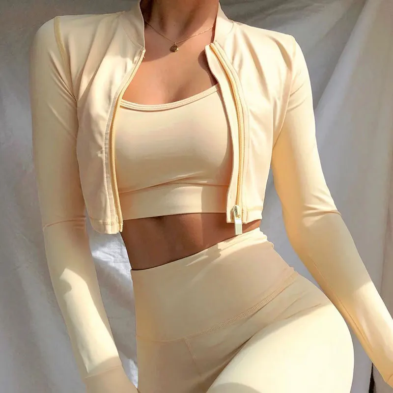 Fashion Women Clothing Zipper Jacket Yoga Top Tracksuit Yoga Two Piece Set, Khaki,black,pink
Fashion Women Clothing Zipper Jacket Yoga Top Tracksuit Yoga Two Piece Set, Khaki,black,pink