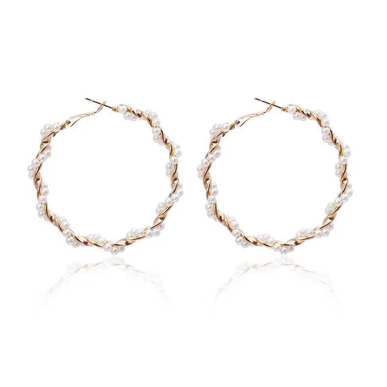 Trendy 55mm Large Gold Hoop Earrings Jewelry Pearl Twist Circle Hoop Earrings for Women Girls, White
Trendy 55mm Large Gold Hoop Earrings Jewelry Pearl Twist Circle Hoop Earrings for Women Girls, White
