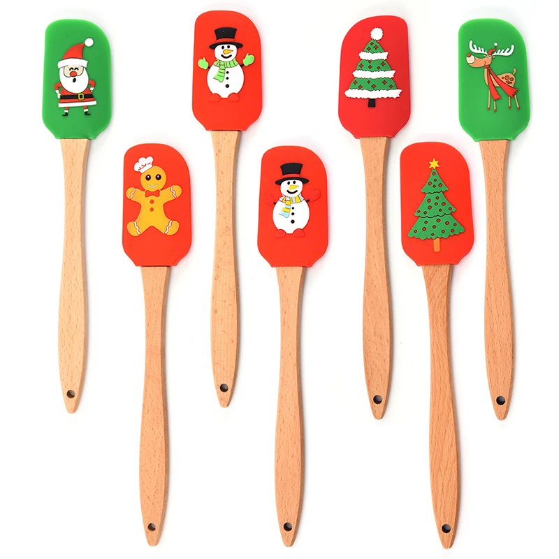 Christmas Silicone Spatula Gift Set Cake Decorating with Wooden Handle Snowman Christmas Tree and Santa Claus Pattern for Baking, Orange/blue/green/yellow/pink/purple/orange/red or customized
Christmas Silicone Spatula Gift Set Cake Decorating with Wooden Handle Snowman Christmas Tree and Santa Claus Pattern for Baking, Orange/blue/green/yellow/pink/purple/orange/red or customized